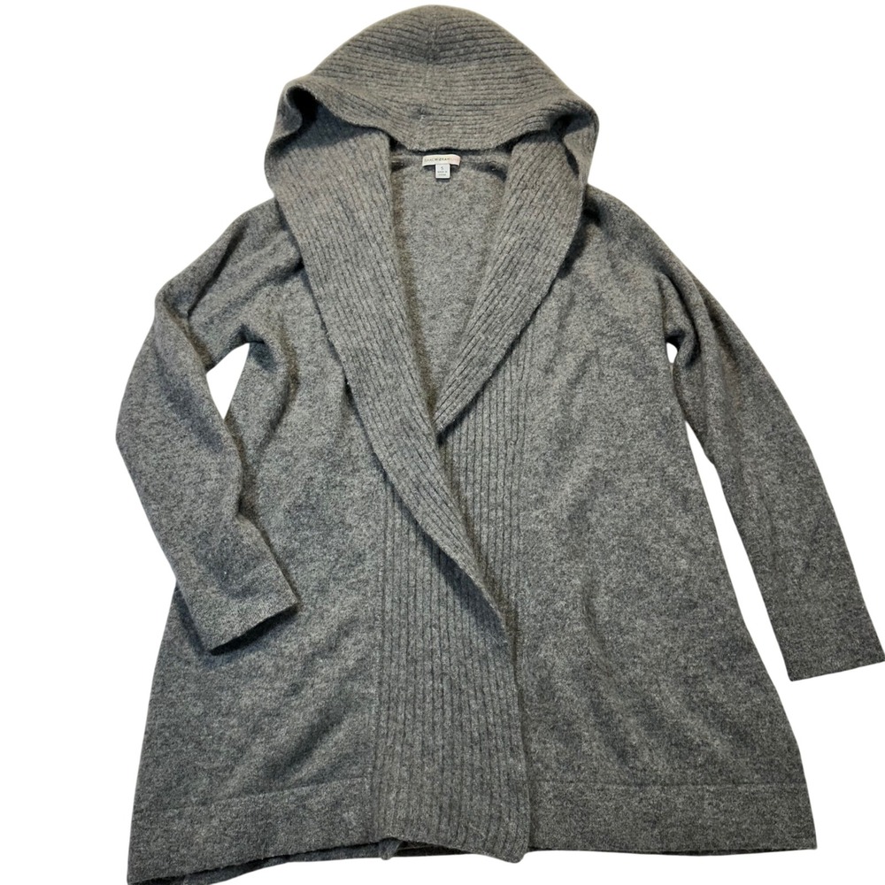 Isaac Mizrahi Hooded Cardigan Women Small Gray Cashmere Cozy Minimalist Luxe